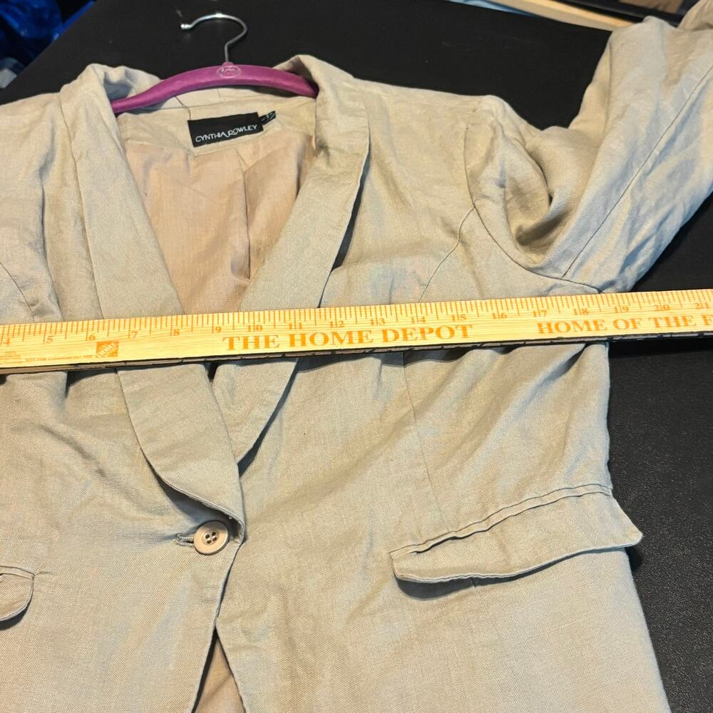 Cynthia Rowley Beige Linen Blazer Women’s Size L Lightweight Work Jacket - Picture 5 of 6